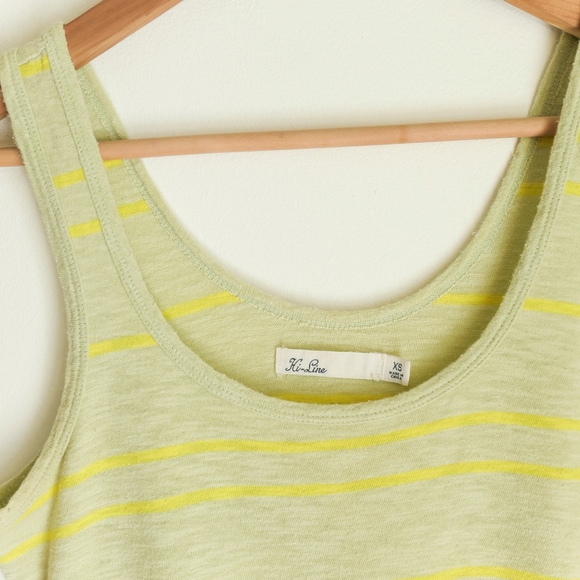 Madewell Light Green Yellow Striped Knit Tank Top - Picture 3 of 3